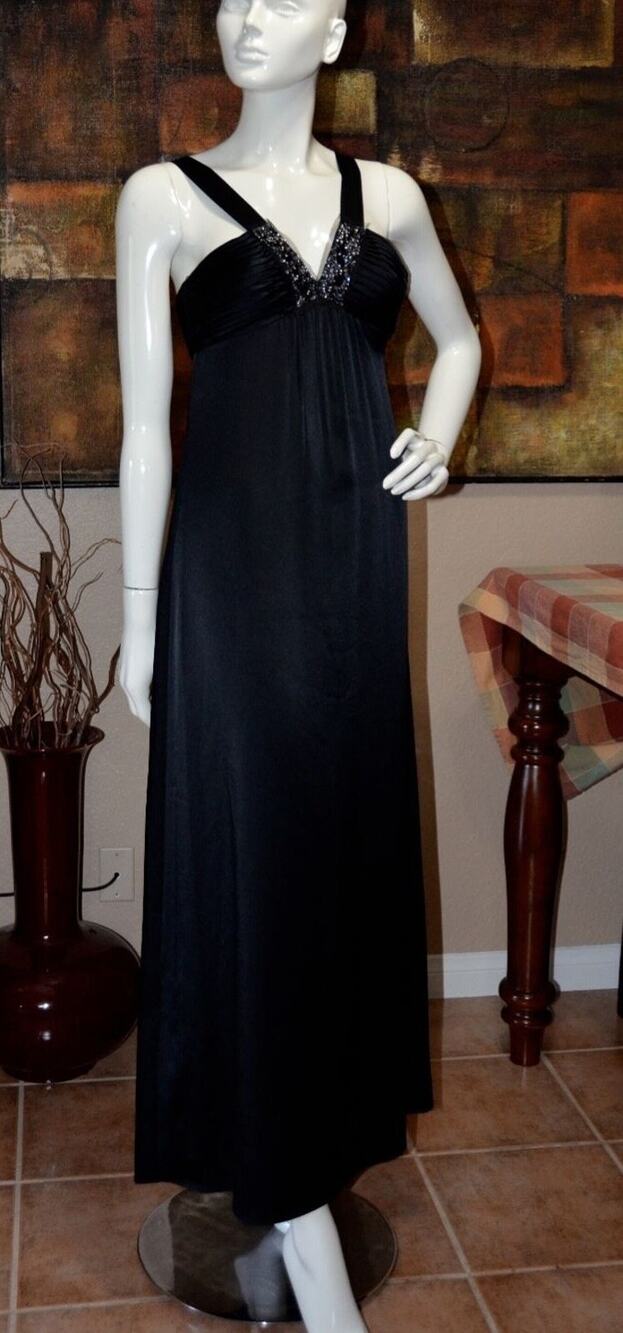 BCBG MAXAZRIA Embellished Black Long Gown Dress New!!! Size: 0